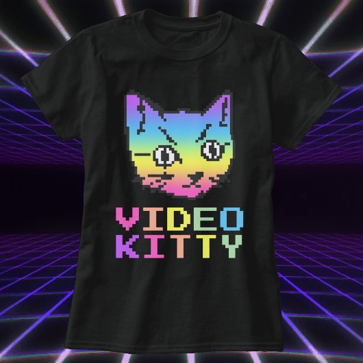 VIDEO KITTY CAT PIXEL ART T-SHIRT