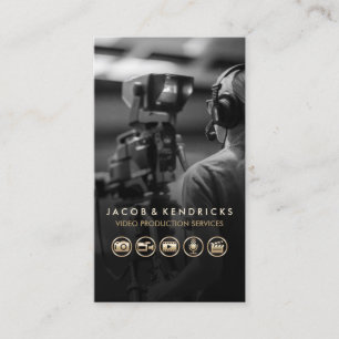 Video Productie Diensten Gouden Iconen Blauw Metaa Visitekaartje