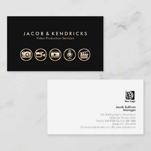 Video Production Services Gold Icons Visitekaartje (Voorkant / Achterkant)
