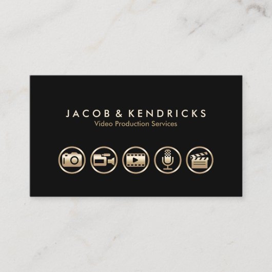 Video Production Services Gold Icons Visitekaartje (Voorkant)