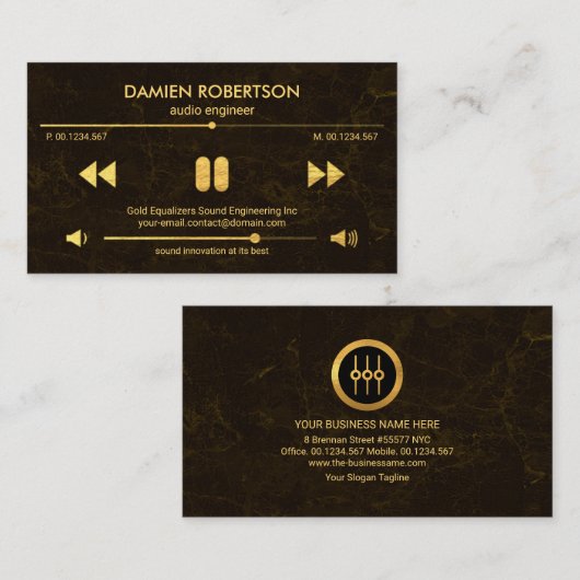 Video Sound Display Brown Granite Audio Engineer Visitekaartje (Voorkant / Achterkant)
