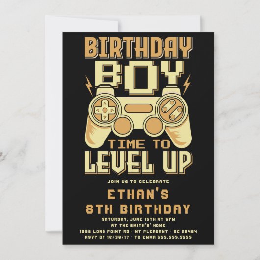 Video Spellen op Birthday Party Uitnodiging (Voorkant)