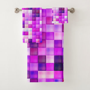 Video spelpixels roze vierkant patroon bad handdoek