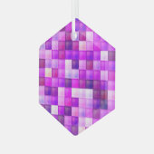 Video spelpixels roze vierkant patroon glas ornament (Voorkant links)