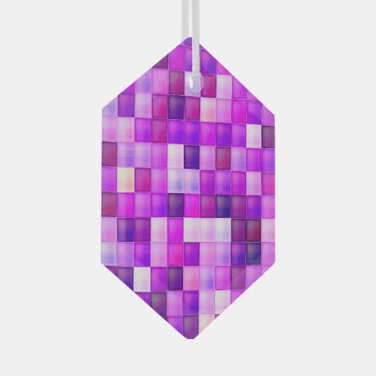 Video spelpixels roze vierkant patroon glas ornament (Voorkant Rechts)