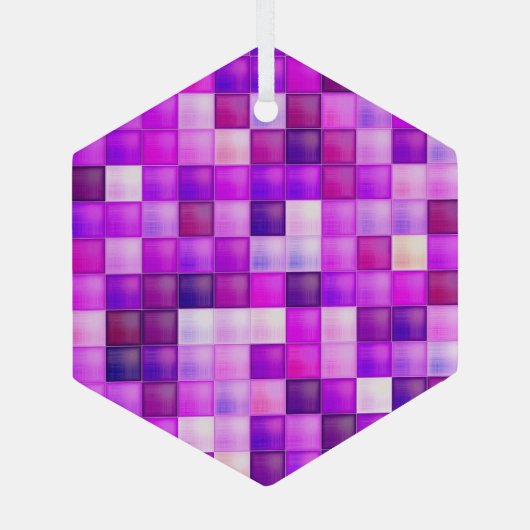 Video spelpixels roze vierkant patroon glas ornament (Achterkant)