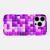 Video spelpixels roze vierkant patroon iPhone hoesje (Achterkant horizontaal)