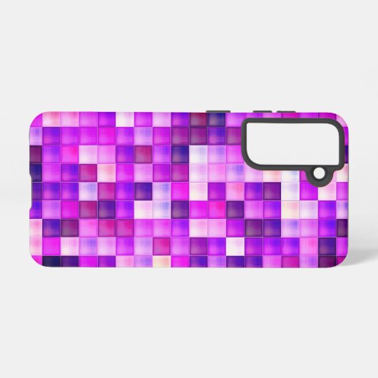 Video spelpixels roze vierkant patroon samsung galaxy hoesje (Achterkant horizontaal)