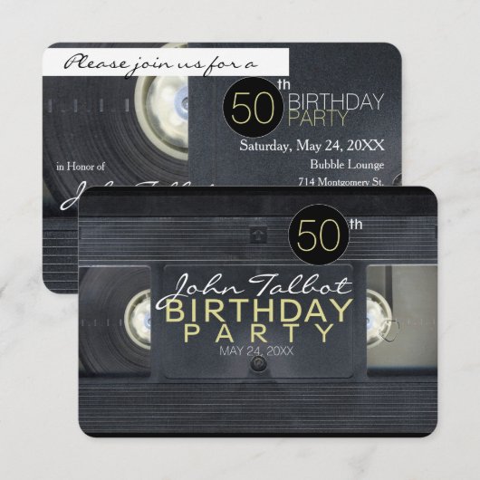 Video Tape 2 VHS 50th Birthday Party Invitation Kaart (Voorkant / Achterkant)