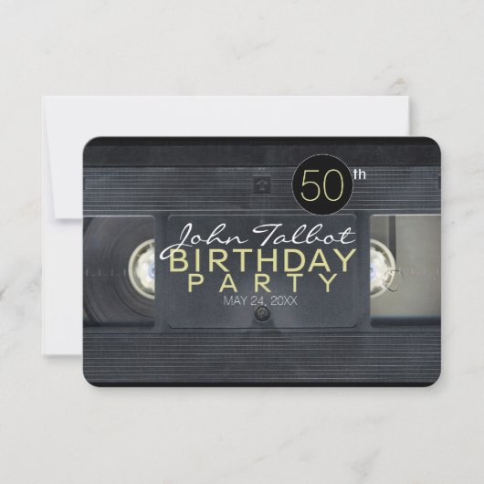 Video Tape 2 VHS 50th Birthday Party Invitation Kaart (Voorkant)