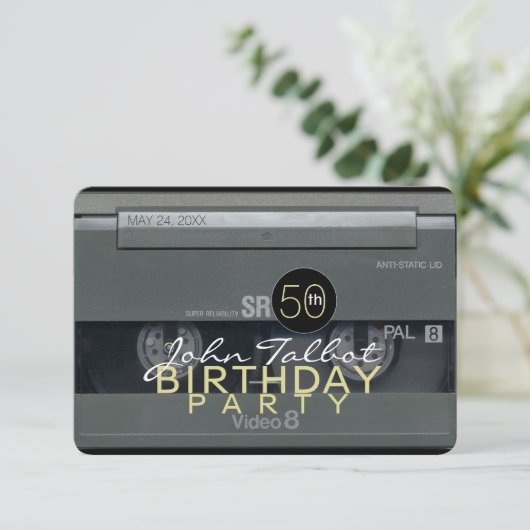 Video Tape VHS 50ste verjaardag Uitnodiging (Staand voorkant)