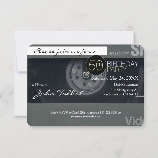 Video Tape VHS 50ste verjaardag Uitnodiging (Achterkant)