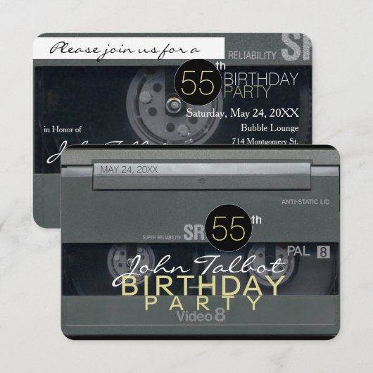 Video Tape VHS 55e verjaardag Uitnodiging (Voorkant / Achterkant)