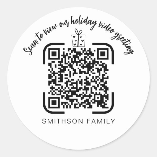 Video van de familie Bericht QR Code kerstcadeau Ronde Sticker (Voorkant)