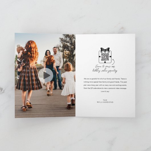 Video van Liefde & Joy Familie Foto's QR Code Feestdagen Kaart (Binnen)