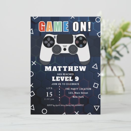 Video-videocontroller uitnodiging van Birthday Par (Staand voorkant)