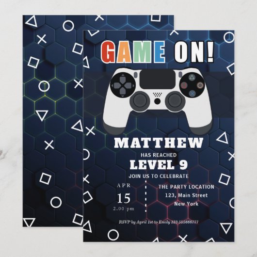 Video-videocontroller uitnodiging van Birthday Par (Voorkant / Achterkant)