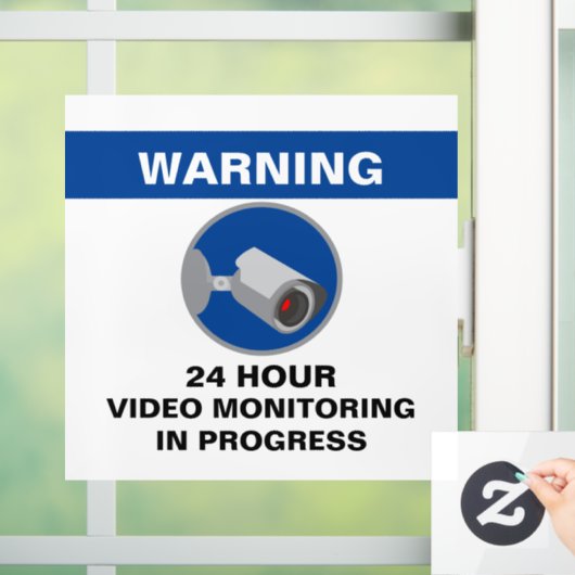 Videobewaking 24 uur beveiligingsteken - Blauw Raamsticker (Huis)