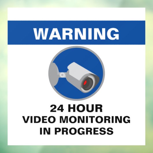 Videobewaking 24 uur beveiligingsteken - Blauw Raamsticker (Vel 3)