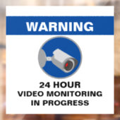 Videobewaking 24 uur beveiligingsteken - Blauw Raamsticker (Vel 2)