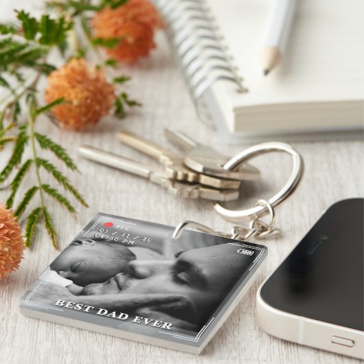 Videocamera foto Beste vader ooit Sleutelhanger (Voorkant Rechts)
