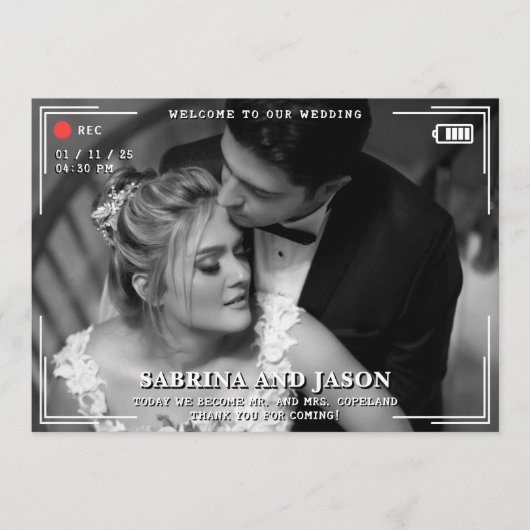 Videocamera Fotobruiloft Programmakaart (Voorkant)