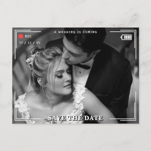Videocamera Fotobruiloft Sla de datum op Briefkaart (Voorkant)