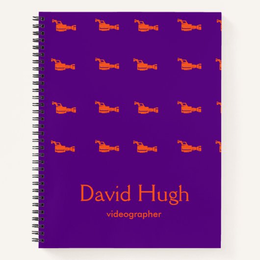 Videocamera oranje silhouet paars notitieboek (Voorkant)