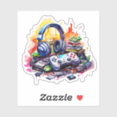 Videocontroller, hoofdtelefoon, tienerboeken sticker (Vel)