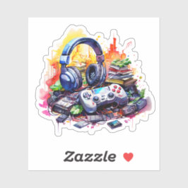 Videocontroller, hoofdtelefoon, tienerboeken sticker