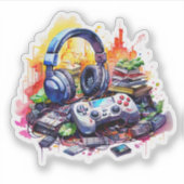 Videocontroller, hoofdtelefoon, tienerboeken sticker (Voorkant)