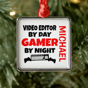 Videoeditor houdt van het afspelen van videogames metalen ornament