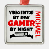 Videoeditor houdt van het afspelen van videogames metalen ornament (Voorkant)