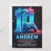 Videogame 10e verjaardagsfeestje kaart (Voorkant)