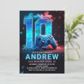 Videogame 10e verjaardagsfeestje kaart (Staand voorkant)