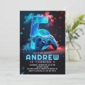 Videogame 5e verjaardagsfeest kaart (Staand voorkant)