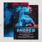 Videogame 5e verjaardagsfeest kaart (Voorkant / Achterkant)