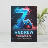 Videogame 7e verjaardagsfeest kaart (Staand voorkant)