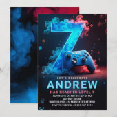 Videogame 7e verjaardagsfeest kaart (Voorkant / Achterkant)