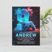 Videogame 9e verjaardagsfeest kaart (Staand voorkant)