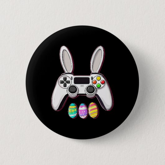 Videogame Bunny Eggs Controller Paasdag Gaming Ronde Button 5,7 Cm (Voorkant)