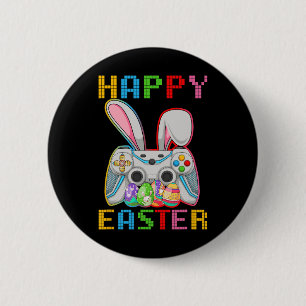 Videogame Bunny Rabbit Happy Easter Day Gamer Boy Ronde Button 5,7 Cm