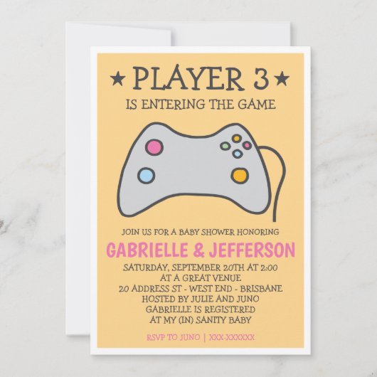 Videogame - Computer Game Baby shower Kaart (Voorkant)