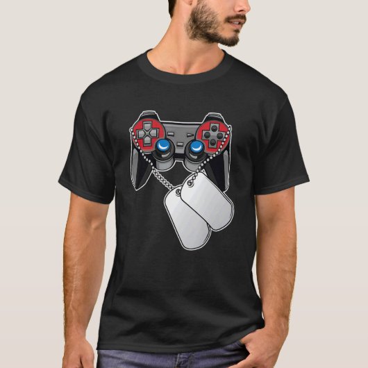 Videogame Controller Dog Label veteranen Dag Cool  T-shirt (Voorkant)