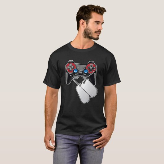 Videogame Controller Dog Label veteranen Dag Cool  T-shirt (Voorkant volledig)