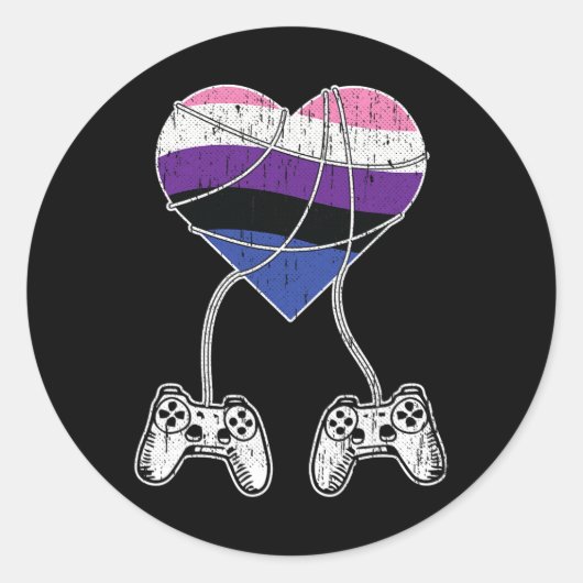 Videogame-controller Geslachtsvloeibare Pride-gami Ronde Sticker (Voorkant)