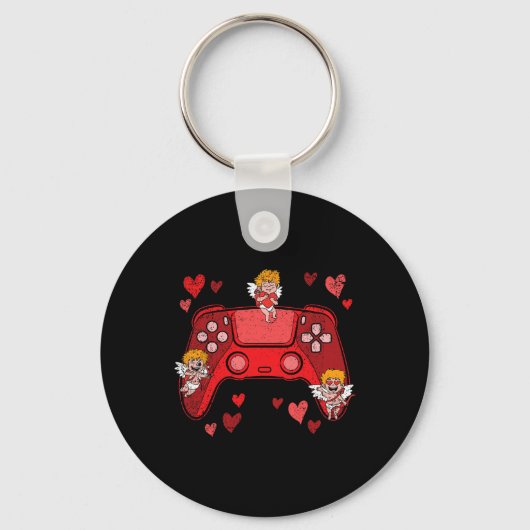 Videogame Controller Hart Valentijnsdag Schattig G Sleutelhanger (Voorkant)