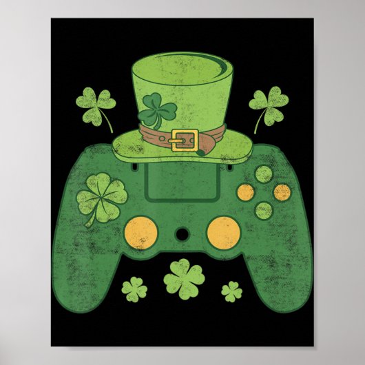 Videogame Controller Irish Gamer Boys Happy St Pa Poster (Voorkant)