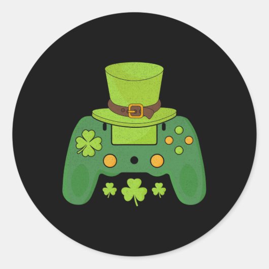 Videogame Controller Irish Gamer Boys Happy St Pa Ronde Sticker (Voorkant)