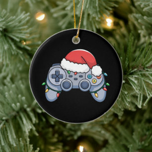 Videogame Controller Kerst Santa Hoed Gamer Keramisch Ornament